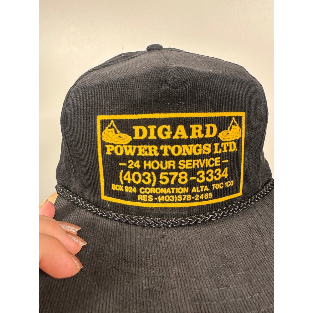 Vintage Star City Digard Power Tongs Black Corduroy Trucker Hat Workwear OSFM - Picture 5 of 8